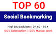 create 60 social bookmarking on high da backlinks manually