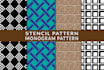 design urgent logo initial monogram seamless pattern and stencil