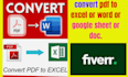 convert pdf to word or excel or google spreadsheet or docs
