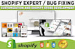 do shopify customization and developments, fix bugs, HTML, CSS