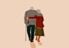 draw simple couple portrait in boho style