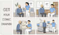 draw a custom comic strip illustration with cartoon characters for you