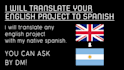 translate and transcript any script from english to spanish