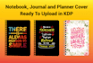 design typography notebook, journal cover for amazon KDP