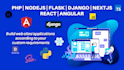 do full stack web development using angular, react, django, nodejs, nextjs, sql