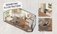 draw 2d isometric room or house