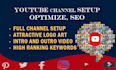 youtube channel setup, optimize, SEO
