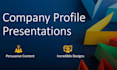 write content and design company profile presentation in powerpoint