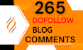 create 265 dofollow blog comments SEO backlinks high quality