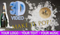 put your logo on a champagne cork 3d video intro or greeting