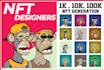 design randomly generated 1k 5k 10k ntf arts, crypto arts for opensea