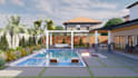 design 3d backyard, landscape, garden,pool,patio,deck design