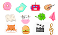 create cute cartoon sticker, label, bagde, and emoticon
