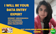 be your data entry expert, search data, internet research, and web scraping