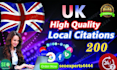 create 200 live UK local citation listings for local SEO