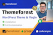 themeforest wordpress theme install and customize in 2hrs