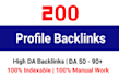 create 200 high da contextual profile backlinks manually