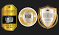 create metallic website trust badge,coin icon logo