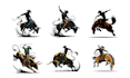 western bull and horse rodeo logo