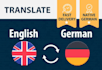 provide excellent english german translation