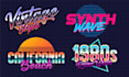 design a retro 80s logo and typography with vintage style