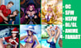 draw beautiful anime, cartoon, manhwa, fanart in semi realistic