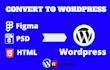 convert clone PSD xd UX UI figma HTML to elementor pro wordpress website