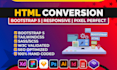 convert xd to html, figma to html, psd to html, sketch responsive bootstrap