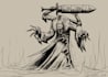 illustrate a line art character or creature for you
