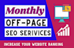 provide monthly off page SEO optimization backlinks service