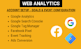 setup google analytics, tag manager, search console, facebook pixel