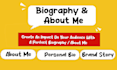 write an alluring biography, about me, artist bio, author bio