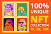 create unique 2d nft art collection 1k, 5k, 10k