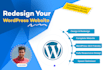 redesign wordpress website with a modern layout