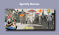 make unique spotify banner with collage art style