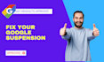 setup google merchant center and fix suspension
