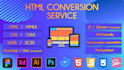 convert figma PSD xd to HTML CSS sass bootstrap uikit js jquery