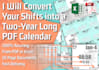 convert complex shift rotas into easy to read PDF calendars