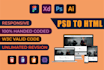 convert figma, xd ,psd with using html css, javascript, bootstrap