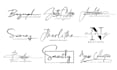 design signature, cursive, handwritten, wedding logo