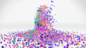 create 3d particles logo build and break animation