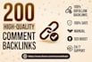 provide 200 blog comment manual dofollow SEO backlinks