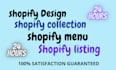 shopify design shopify collection shopify menu and listing