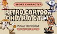 draw mascot cartoon character sport in vintage retro style