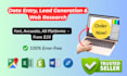 do excel data entry, b2b lead generation, and web research