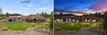 do real estate virtual twilight editing, day to dusk editing