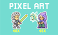 make custom 8bit pixel art design logo