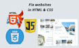 fix websites in html and css