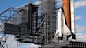 create space shuttle launch reveal logo animation