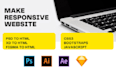 convert PSD to html, figma to html, sketch to html